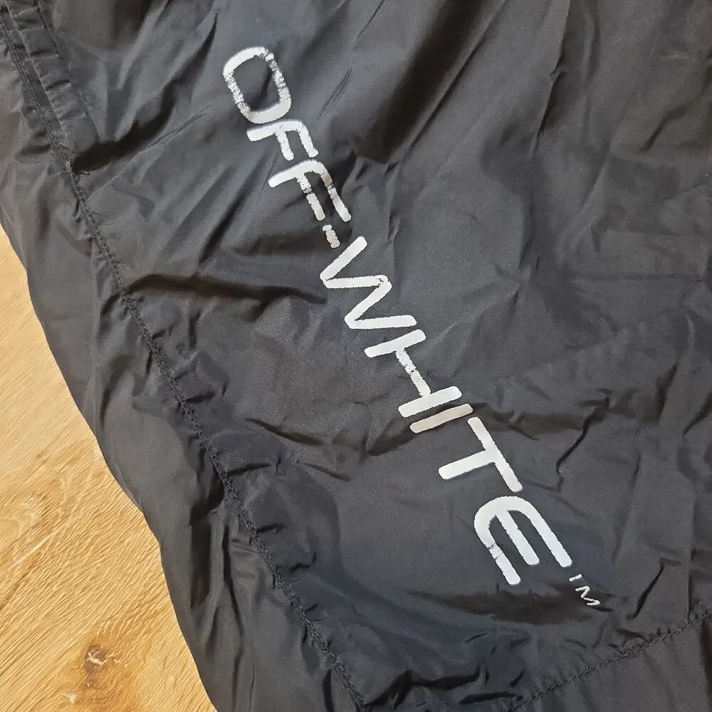 Off-White c/o Virgil Abloh Mens M Black Logo Nylon Swim Shorts Trunks Albania